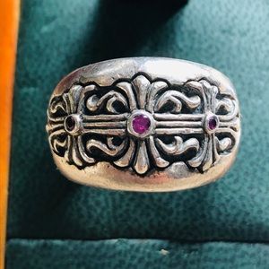 Unisex Sterling Band Ring With Rubies